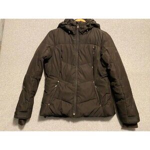 Calvin Klein Puffer Jacket Women's XS‎ Black Hooded Performance Hiking Full-Zip